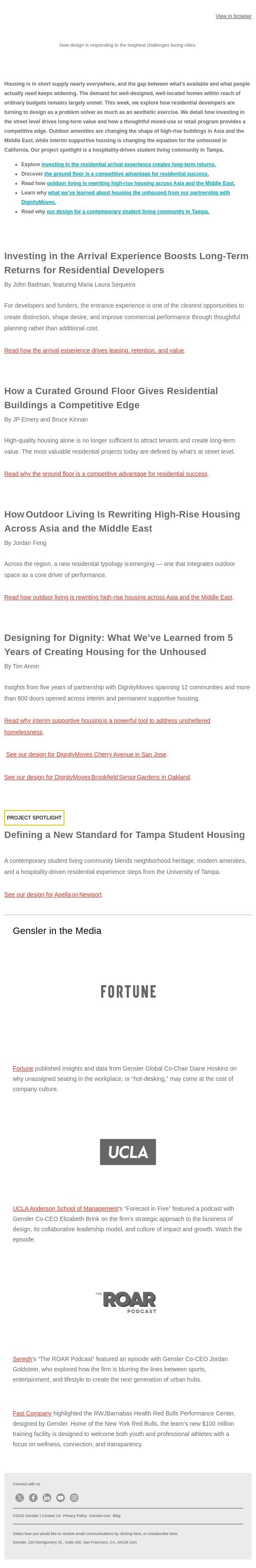 When Housing Falls Short, Design Steps Up email from Gensler screenshot
