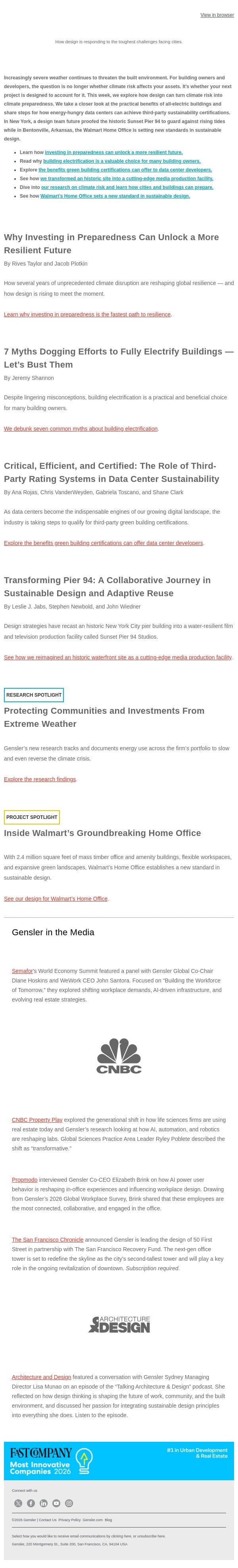 New Ideas for Resilient Buildings email from Gensler screenshot