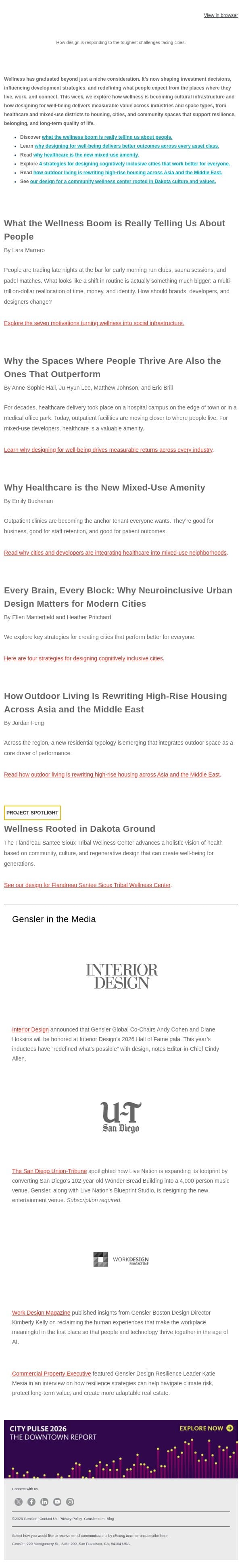 What the Wellness Boom is Really Telling Us About People email from Gensler screenshot