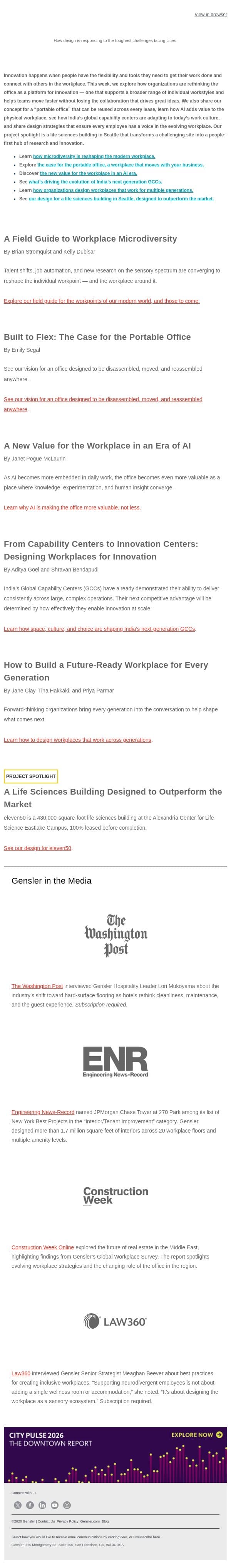 Designing the Future-Ready Workplace email from Gensler screenshot