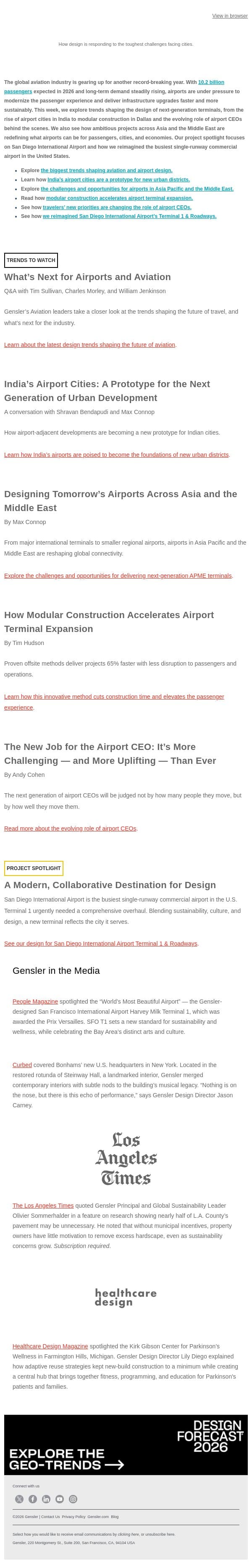 New Airport Design Ideas Shaping the Next Generation of Travel email from Gensler screenshot