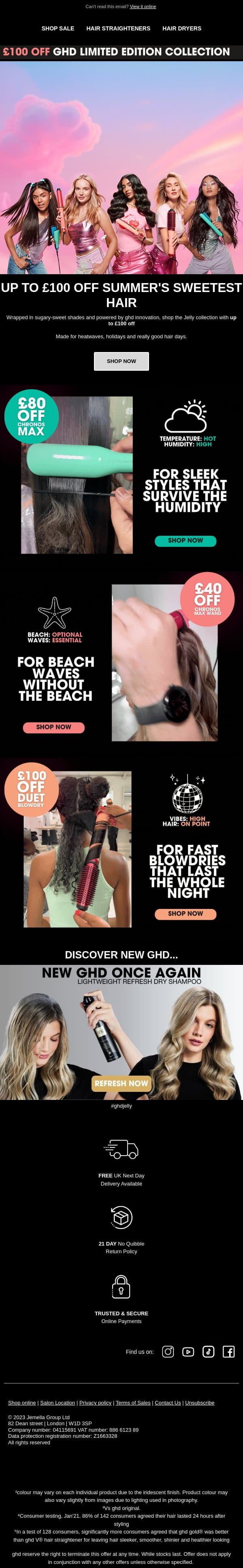 @ghdhair mentioned you... email from GHD screenshot