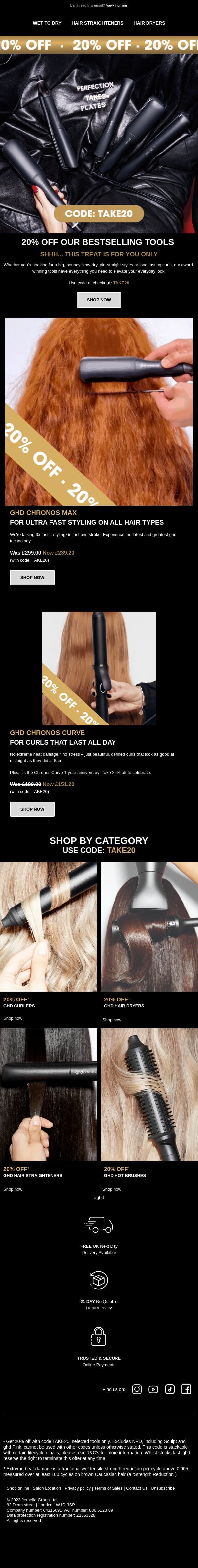 Oops... we probably shouldn't be doing this 👀 email from GHD screenshot