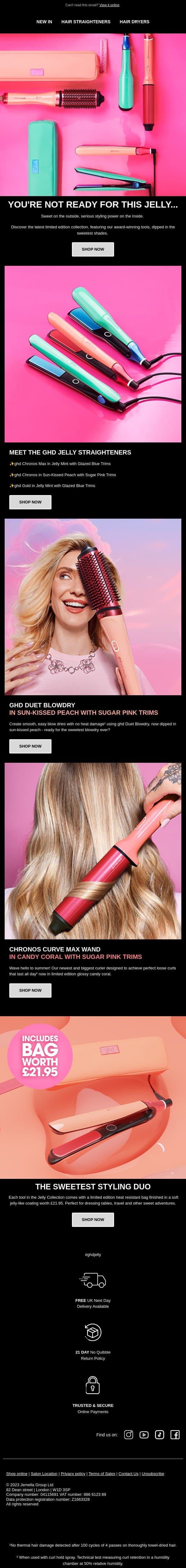 ghd Jelly is here! Three new limited edition shades email from GHD screenshot