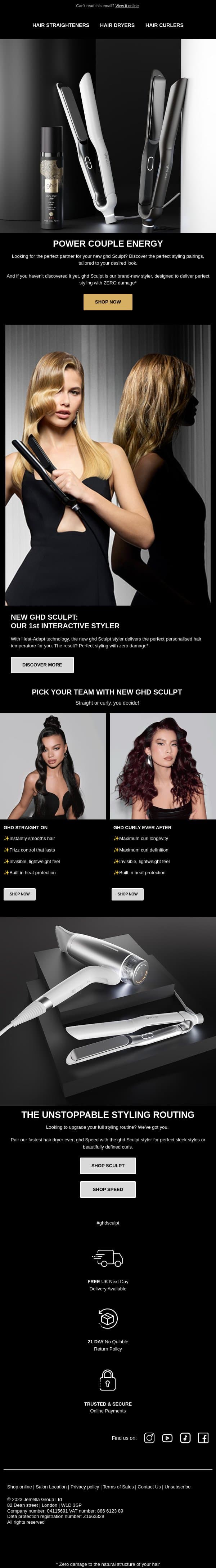 Finally, a ZERO damage straightener! email from GHD screenshot