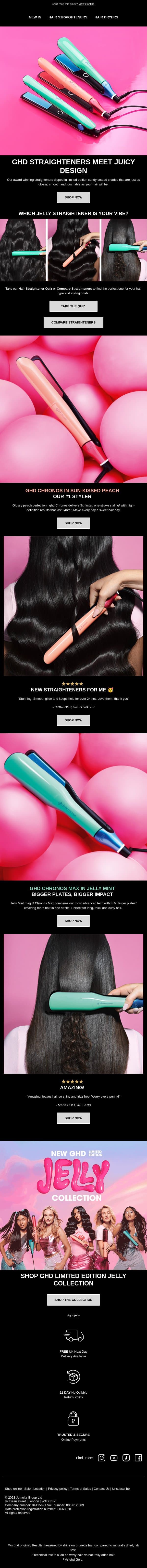 Meet the straighteners dressed in Jelly email from GHD screenshot