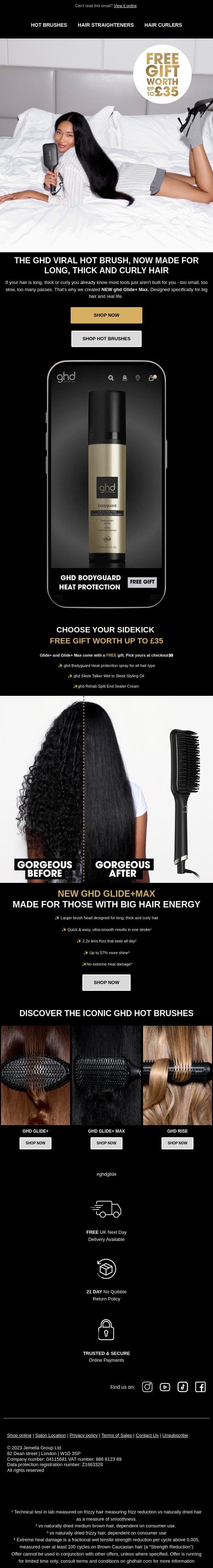 The viral ghd hot brush just got bigger 👀 email from GHD screenshot