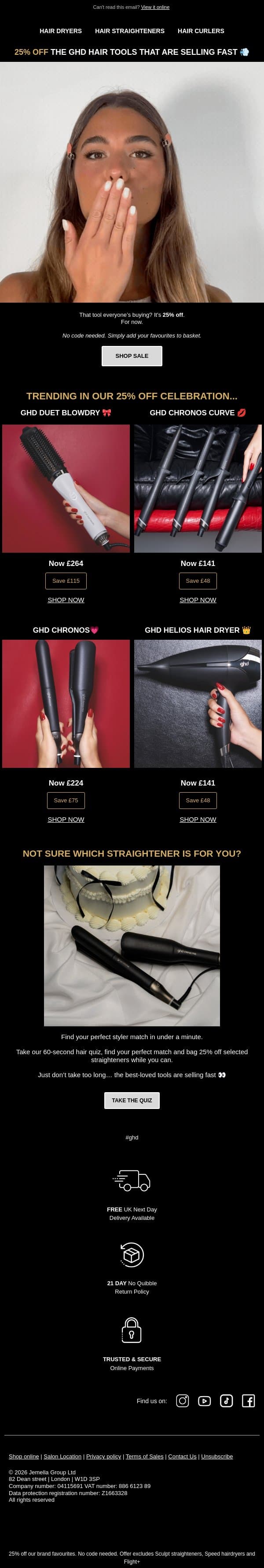 adam,, everyone wants the same ghd's 🛒 email from GHD screenshot