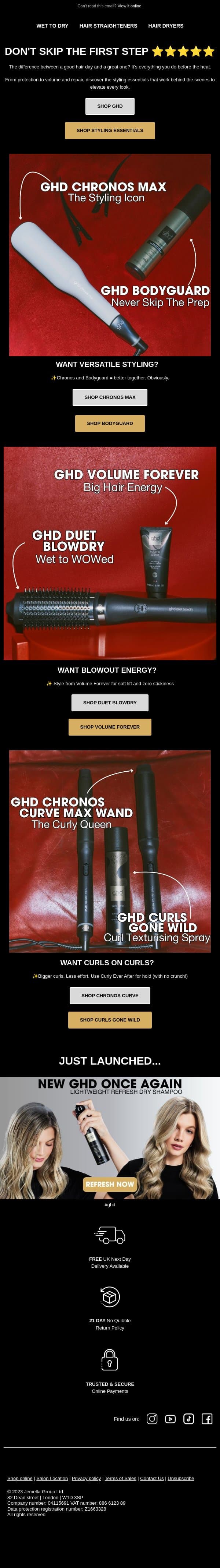 You need to try this 💌 email from GHD screenshot