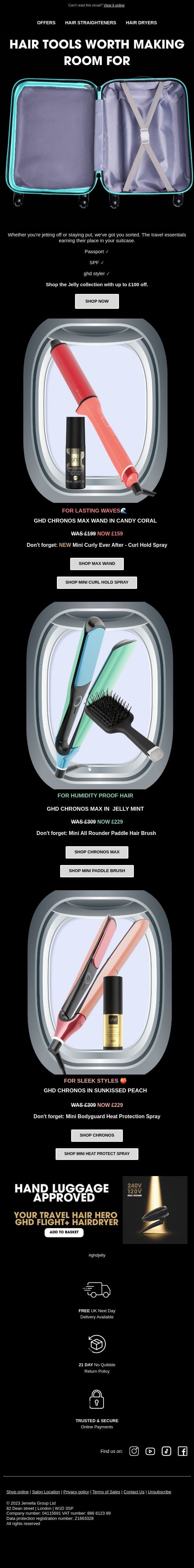 Holiday-ready hair starts now ☀️ email from GHD screenshot