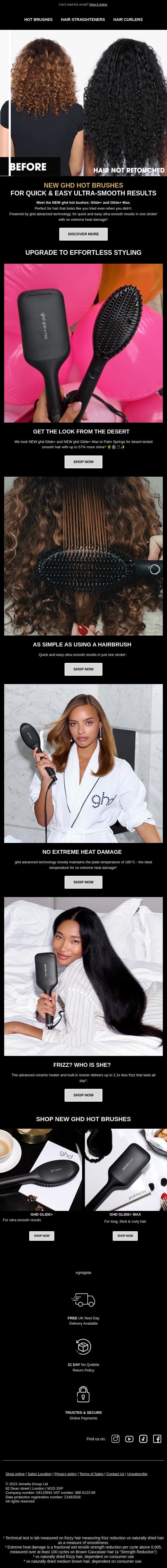 The wait is over: ghd Glide+ and Glide+ Max email from GHD screenshot