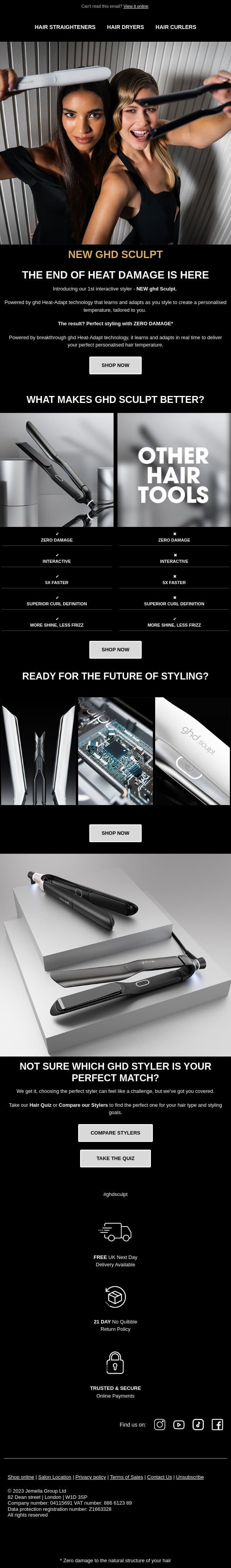 Missed our biggest launch of the year? email from GHD screenshot