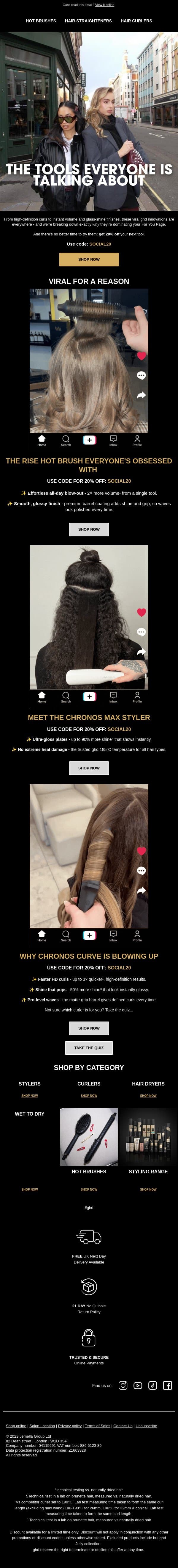 The ghd tools you're seeing EVERYWHERE email from GHD screenshot