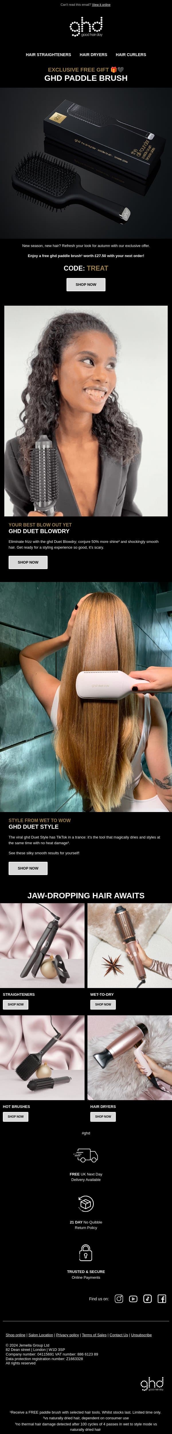 For The Lazy Girls: Meet Your New Hair Shortcut 💇🖤 email from GHD screenshot