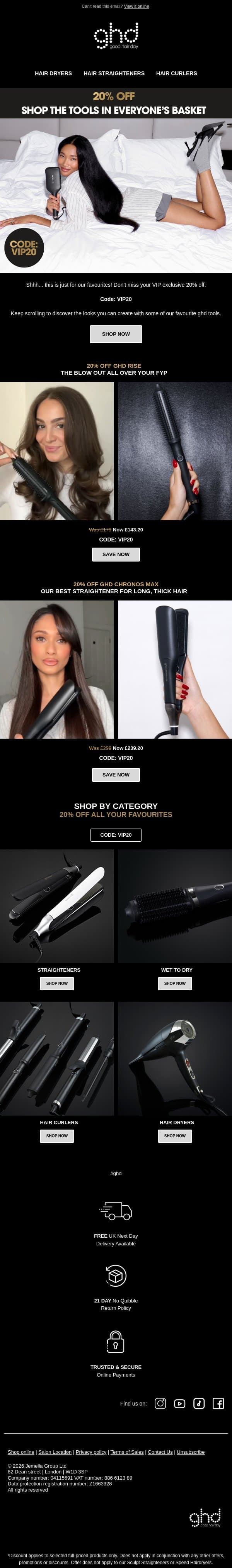 Get That Viral ghd Tool... Before They Do! email from GHD screenshot
