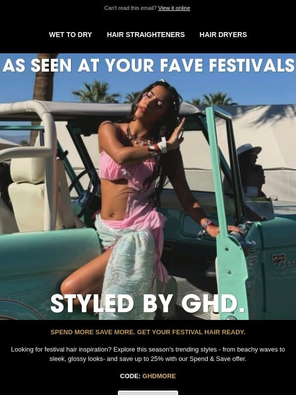 adam, let's get you festival ready. email from GHD