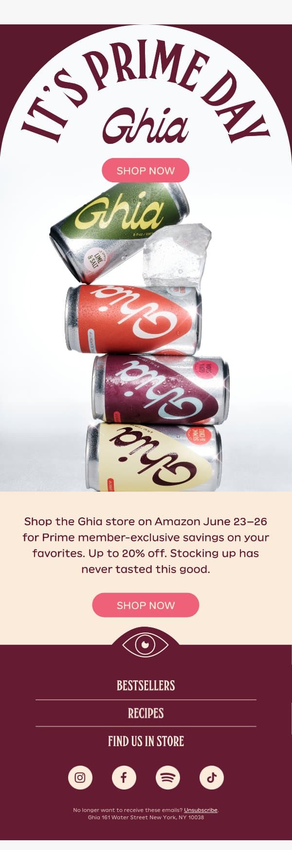 Up to 20% off email from Ghia screenshot