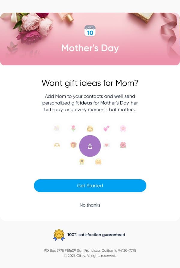 Mother's Day is coming — let us help email from Giftly screenshot