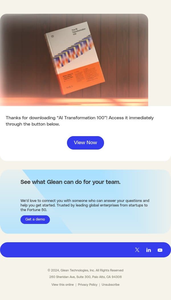 Your report from Glean email from Glean.io screenshot