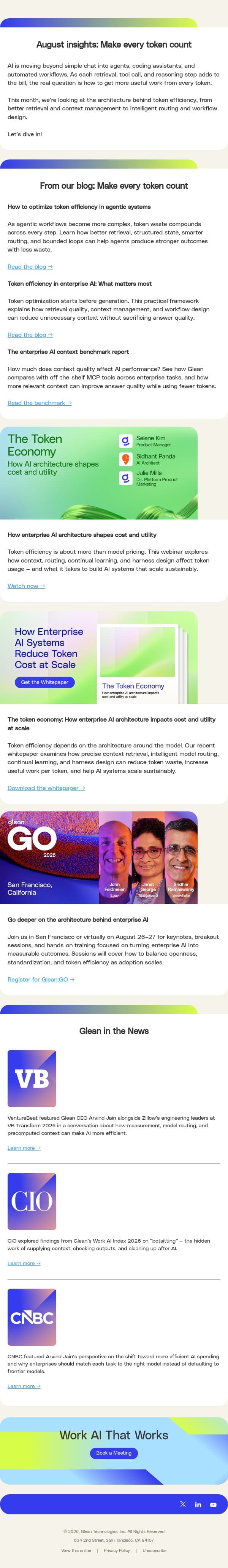 August insights: Make every token count email from Glean.io screenshot