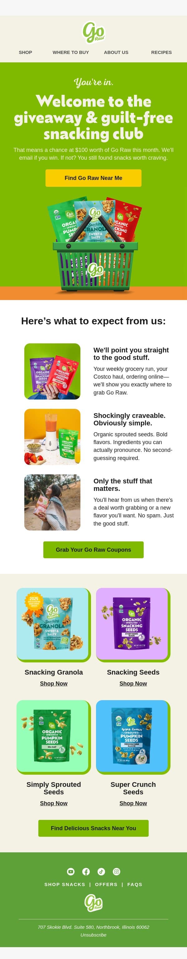You’re in 🌱 email from Go Raw screenshot