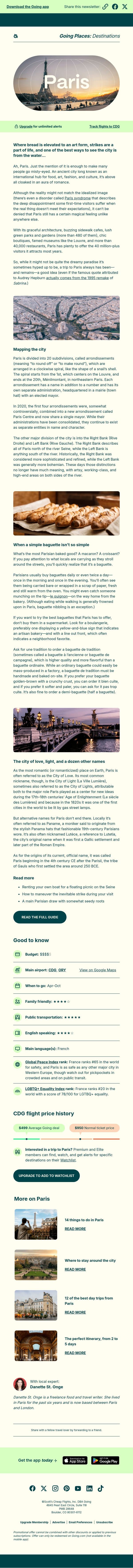 Paris: Going’s guide to the City of Light email from Going screenshot