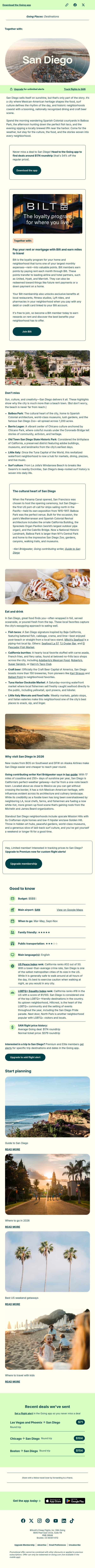 The West Coast surf capital where burritos are bigger email from Going screenshot