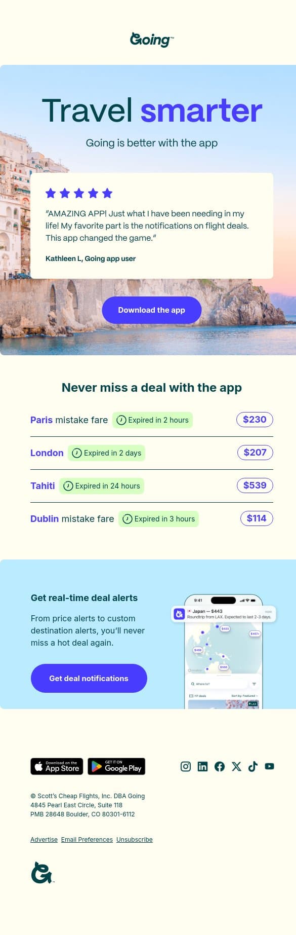 Our favorite flight hack 👀 email from Going screenshot