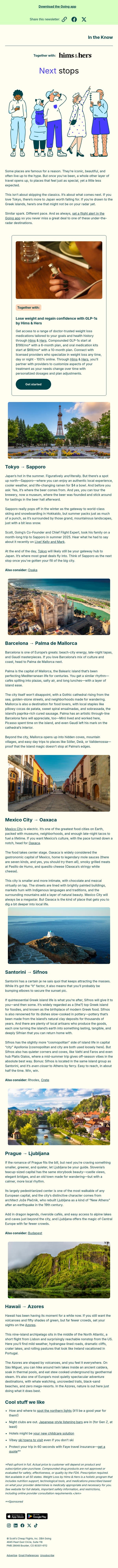 5 places to try next if you love the hot spots email from Going screenshot