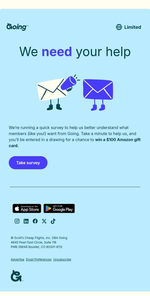 Tell us what you think about Going 💡🎉 email from Going screenshot