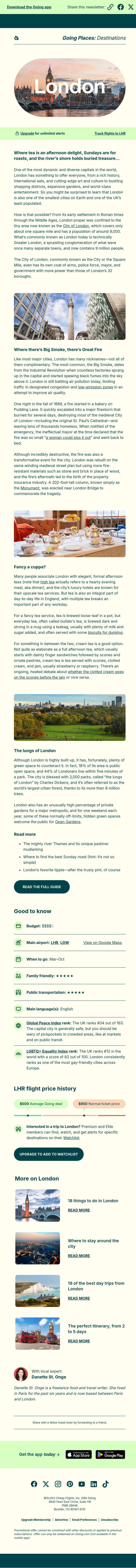 The big British capital that's actually quite small email from Going screenshot