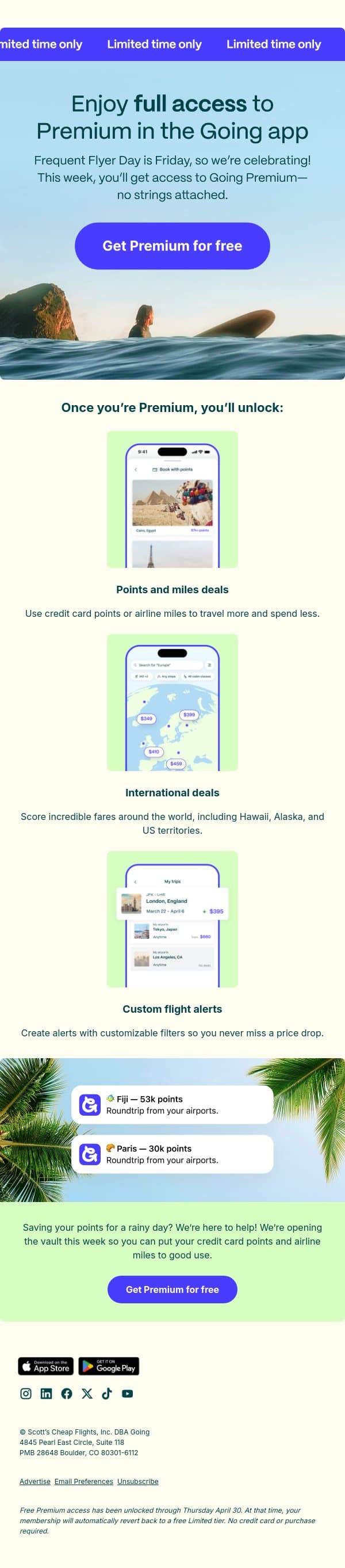 🎉 Free Premium with one click email from Going screenshot