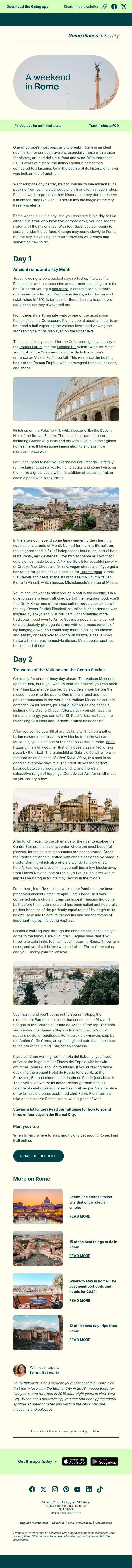 2 art-filled, pasta-packed days in Rome email from Going screenshot
