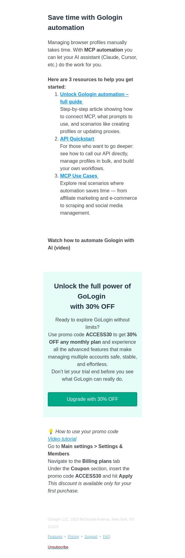 Make Gologin smarter with AI email from GoLogin screenshot