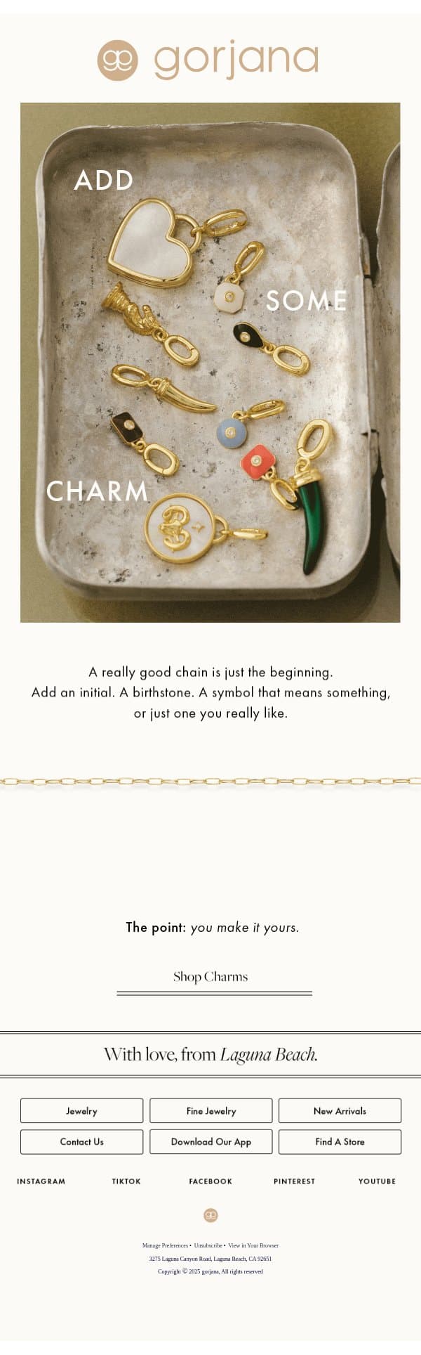 PERSONAL EFFECTS email from Gorjana screenshot