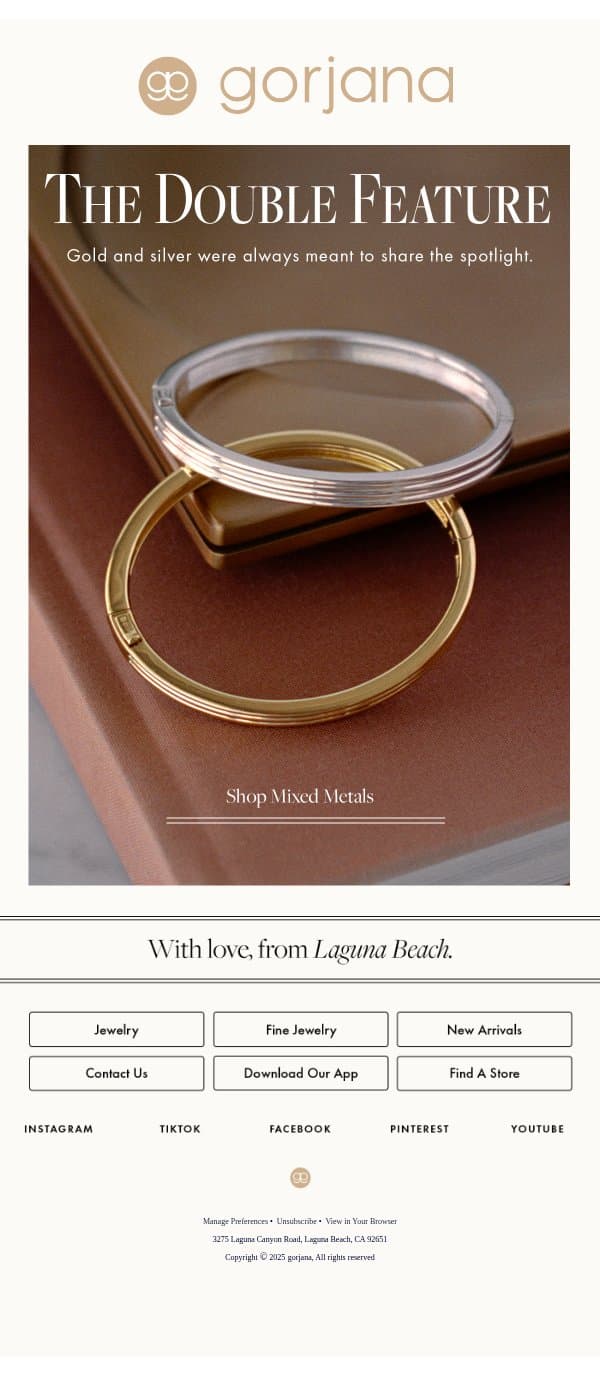 Two leading ladies email from Gorjana screenshot