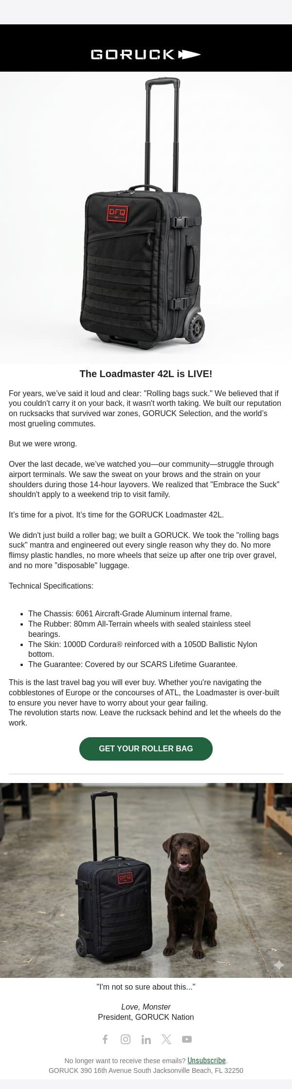 Beyond the Ruck: Introducing the GORUCK Loadmaster email from GoRuck screenshot