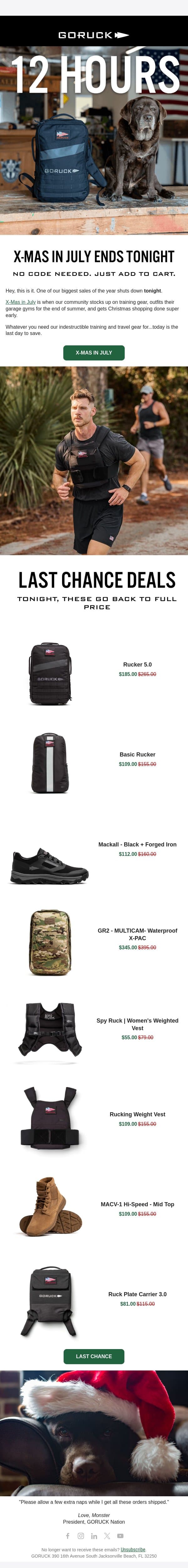 Last Call: 12 Hours Left email from GoRuck screenshot