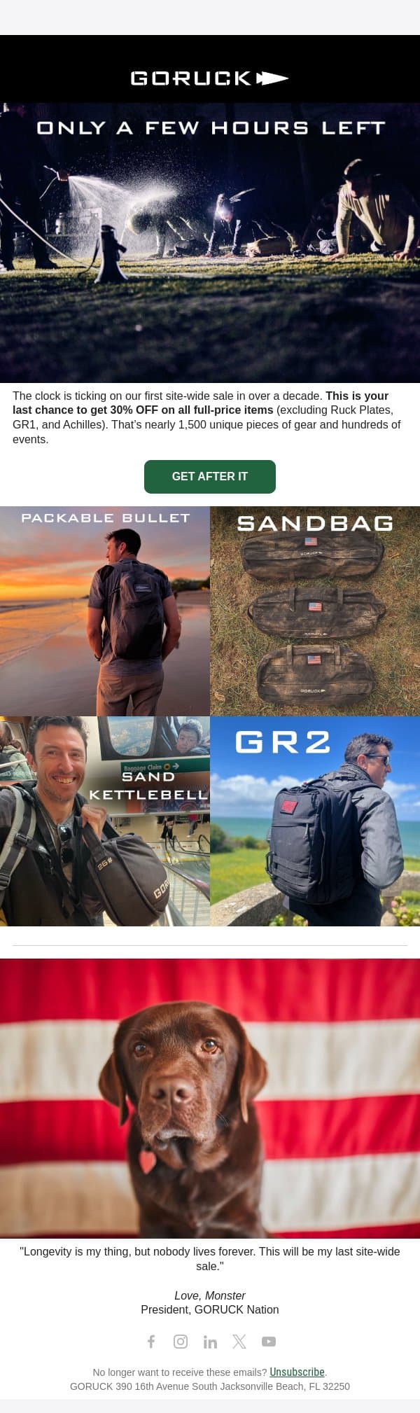 THE FINAL HOURS email from GoRuck screenshot