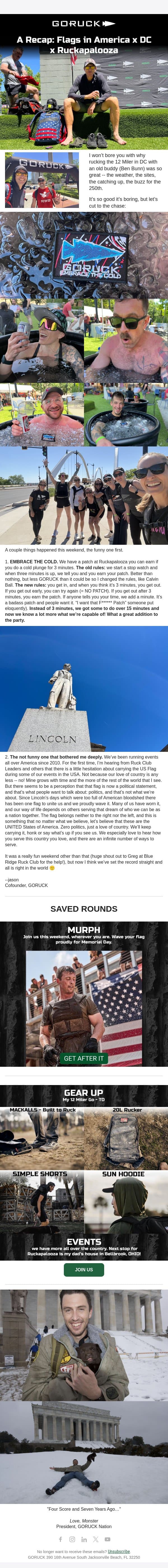 One funny story, one NOT funny email from GoRuck screenshot