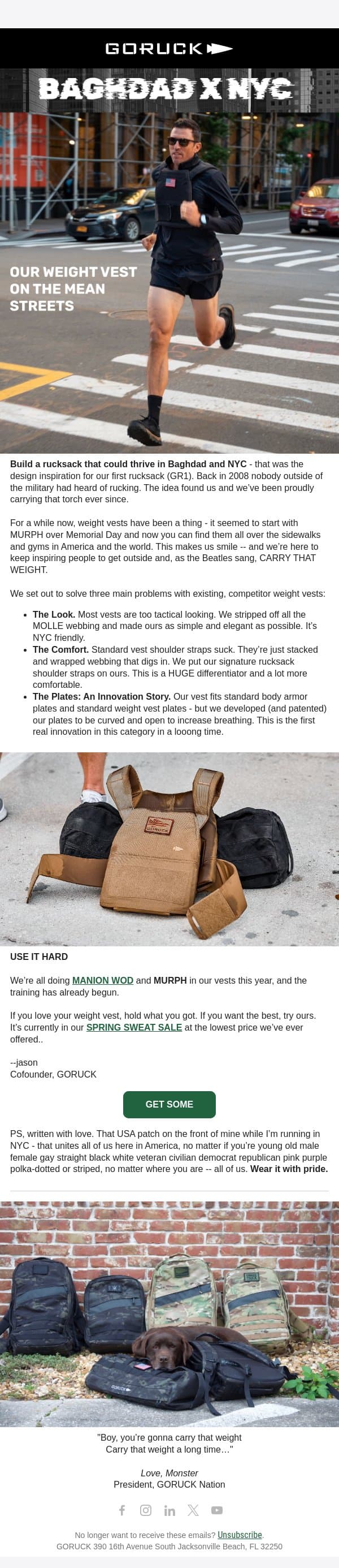 BAGHDAD x NYC email from GoRuck screenshot