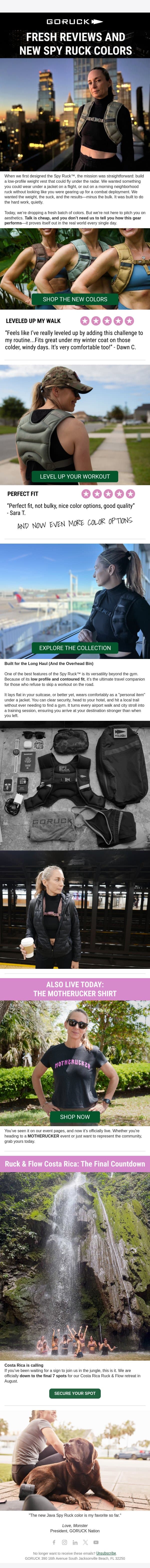 NEW SPY RUCK COLORS DROP email from GoRuck screenshot