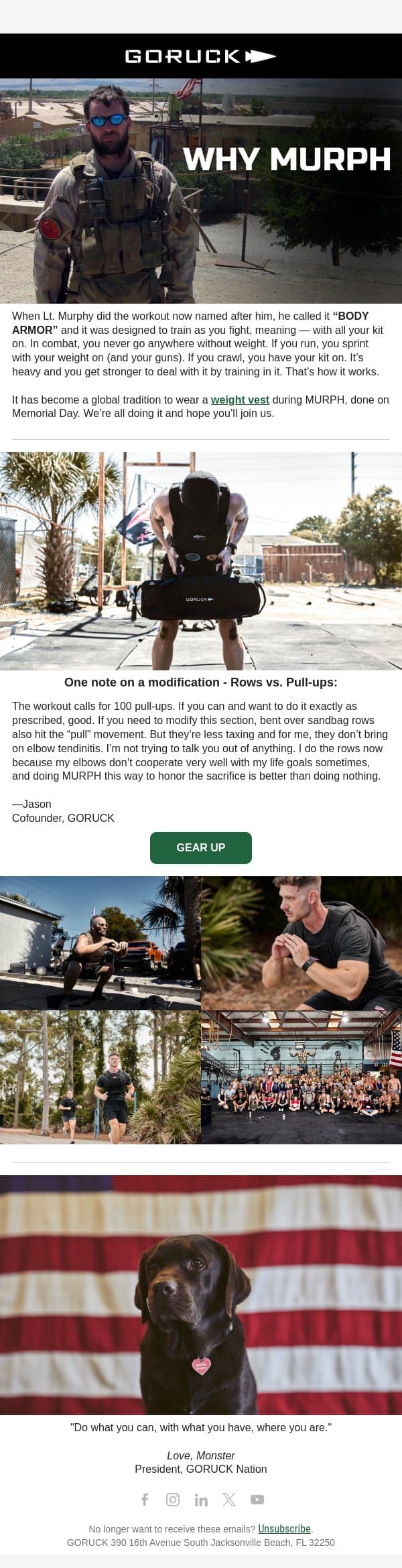“MURPH” = “BODY ARMOR” email from GoRuck screenshot