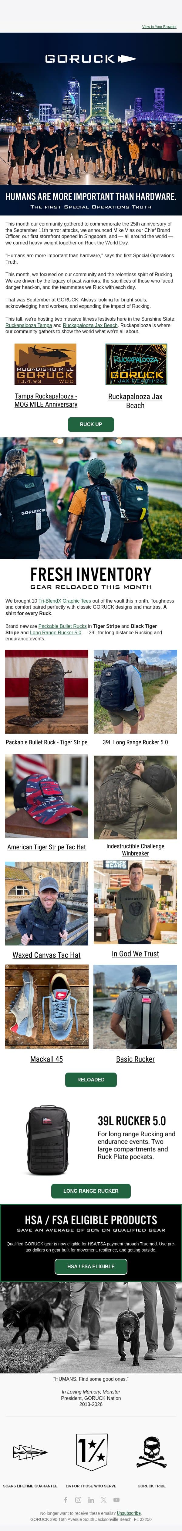 Monthly Round Up: Humans are more important than hardware. email from GoRuck screenshot