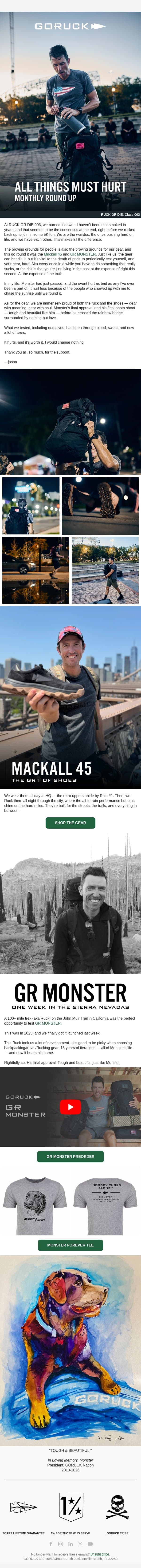 All Things Must Hurt. email from GoRuck screenshot