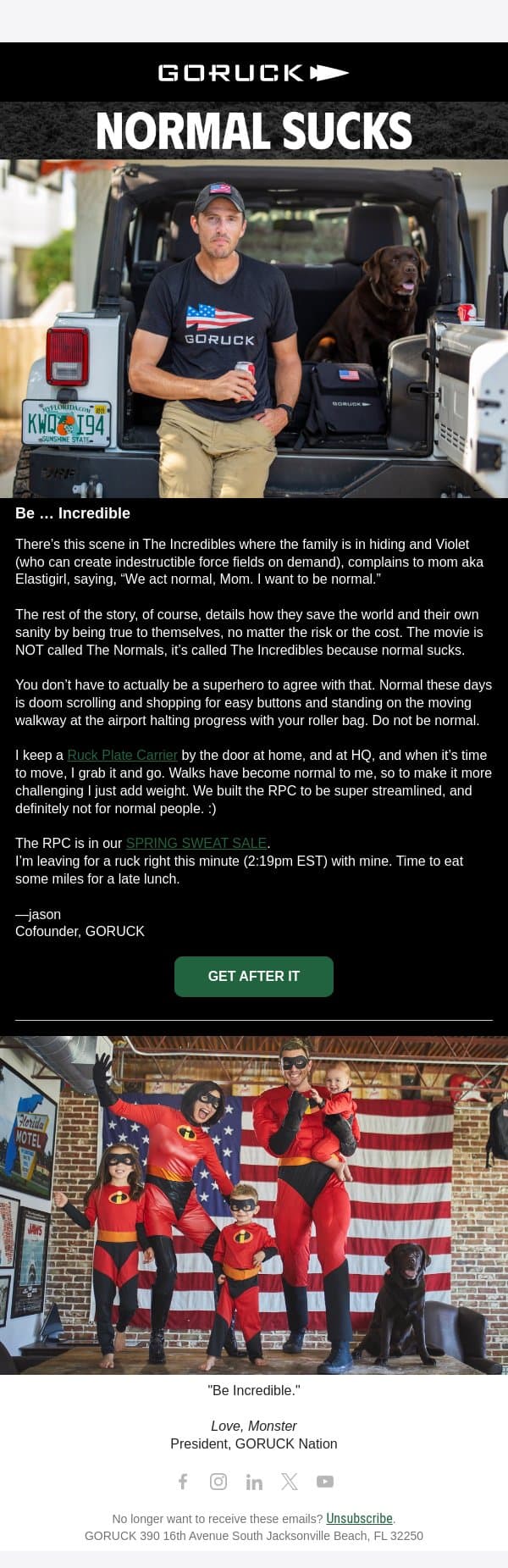 NORMAL SUCKS email from GoRuck screenshot