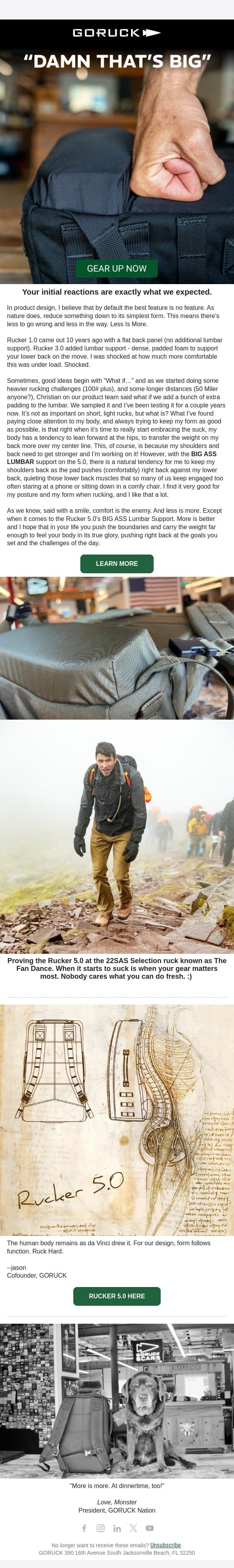“DAMN THAT’S BIG” email from GoRuck screenshot