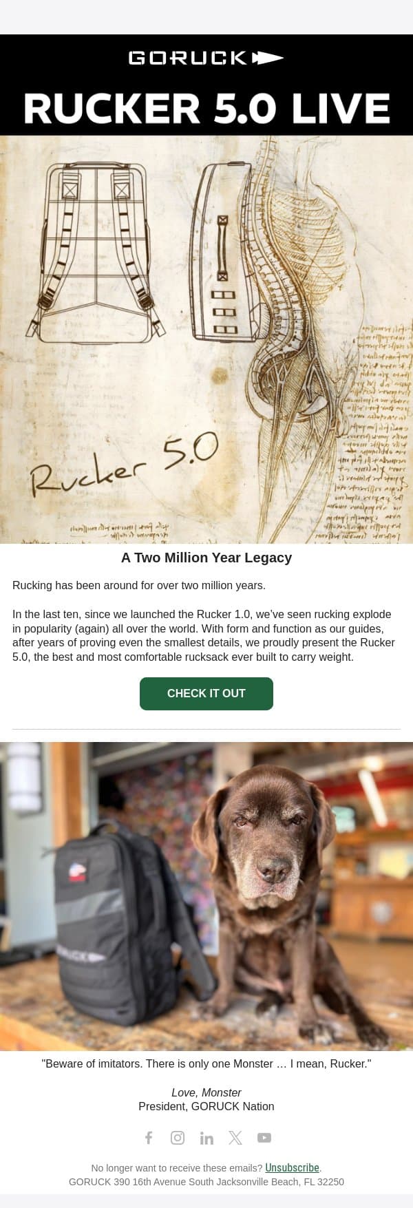 RUCKER 5.0 LIVE email from GoRuck screenshot