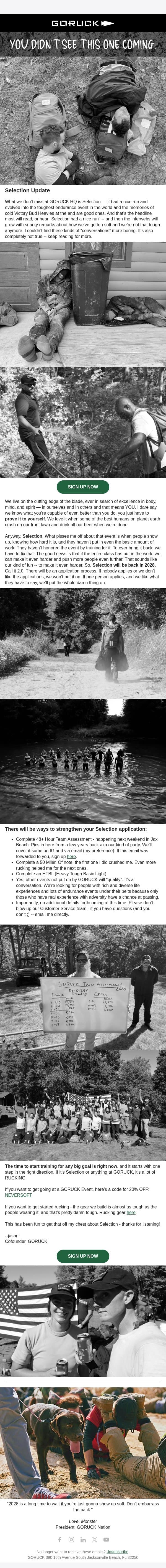 You didn’t see this one coming. email from GoRuck screenshot