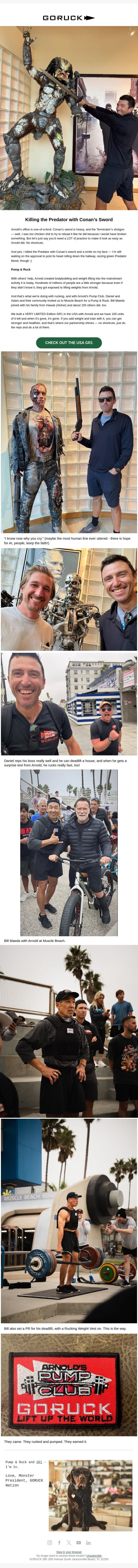 Killing the Predator with Conan’s Sword email from GoRuck screenshot